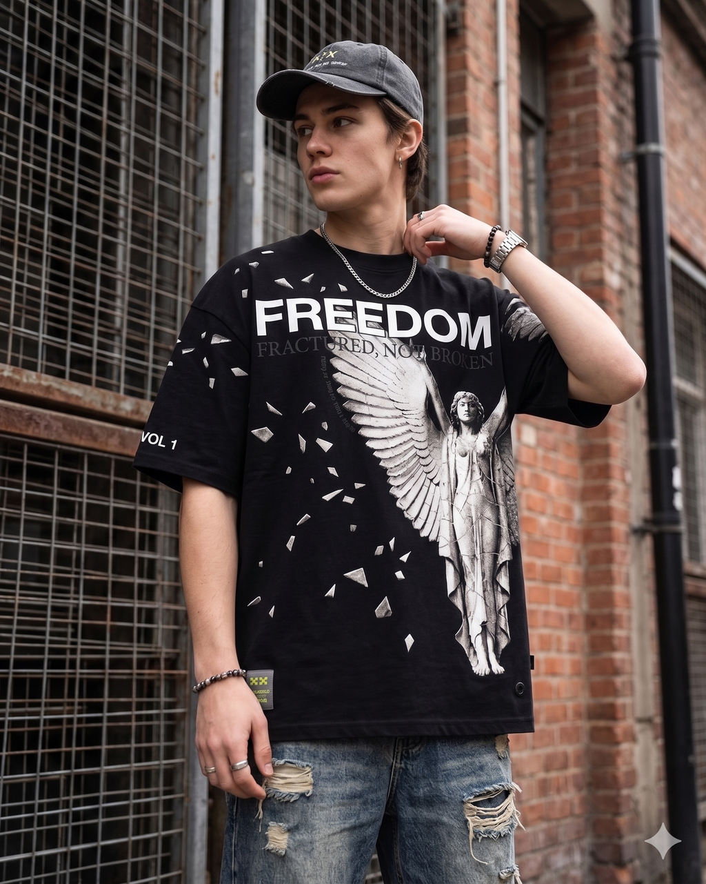 x/x "Freedom" Oversized Graphic Tee – Vol. 1 Black